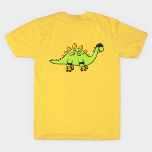 Stegosaurus on rollerskates T-Shirt